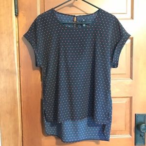 Gap Navy Blue Short Sleeve Dotted Blouse